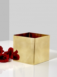 polished brass square vase gold floral centerpiece