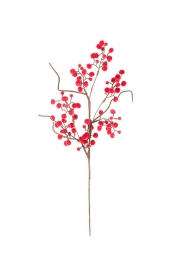 28in Red Flocked Ball Branch