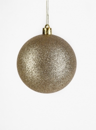 3in Gold Glitter Plastic Ornament Ball, Set of 12