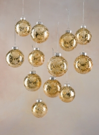 3in Gold Mercury Glass Plastic Ornament Ball, Set of 12
