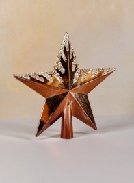 8in Copper with Glitter Tree Top Star Ornament