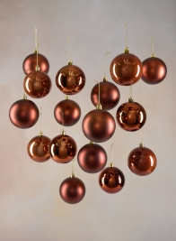 3in Pearl, Matte, Light & Shiny Copper Ornament Ball, Set of 16