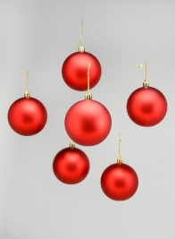 3in Matte Red Plastic Ornament Balls, Set of 6