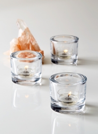 Clear Thick Glass Tea Light Holde, Set of 3