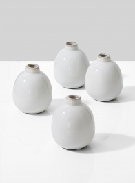 White Ceramic Bottle Bud Vase, Set of 4