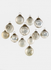 2 ½in Matte & Shiny Vintage Glass Ornaments, Set of 12
