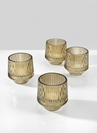 Ola Small Pleated Glass Candleholder, Set of 4
