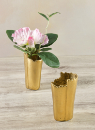 5in Iris Aluminum Gold Mini Vase, Set of 2