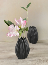 5in Aluminum Cosmos Black Bark Look Mini Vase, Set of 2
