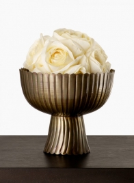 antique brass scalloped pedestal bowl floral centerpiece