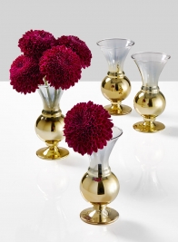 4 ¾in Ombre Gold Glass Fluted Bud Vase, Set of 4