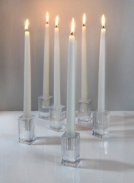 Fluted Glass Square Candlestick, Set of 6