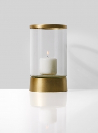 7 ½in Gold & Glass Candle Hurricane