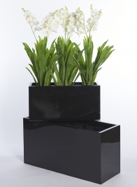 Glossy Black Rectangular Light Fiberstone Planter