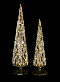 13in & 14 ½in Gold Diamond Glass Christmas Tree