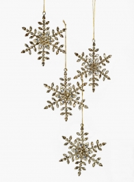 6in Jewel Stud Snowflake Ornament, Set of 4