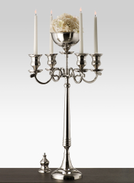 32in Nickel Candelabra With Bowl