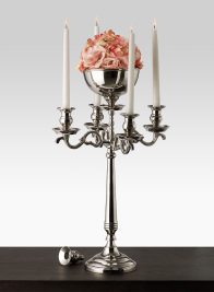 23 ½in Nickel Candelabra With Bowl