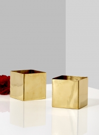 3in Gold Stainless Steel Cube Vase