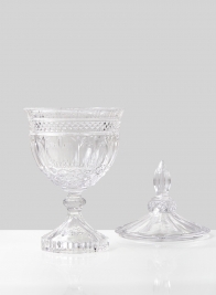 Etched Glass Goblet Vase With Lid