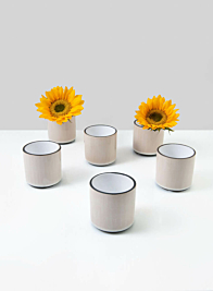 3in Rose Beige Linen Ceramic Vase, Set of 6