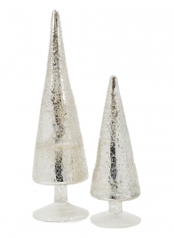 9½ & 14in Iced Silver Tabletop Christmas Trees