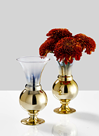 6in Ombre Gold Glass Fluted Bud Vase, Set of 2