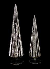 13in & 16in Shiny Antique Silver Glass Table Trees