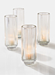 6 ¼in Pleated Glass Votive Holder, Set of 4