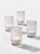 3 ¾in Pleated Glass Votive Holder, Set of 4