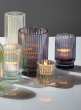 3 ¾in Smoke Pleated Glass Votive Holder, Set of 4
