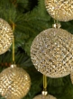 3in Gold Glitter Durian Ball Ornament, Set of 6