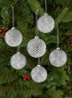 3in Silver Glitter Durian Ball Ornament, Set of 6