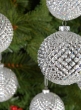 3in Silver Glitter Durian Ball Ornament, Set of 6