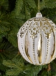 4in Royal Etched Gold White Ornament