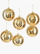 4in Gold Mirror Ball Christmas Ornaments, Set of 6