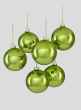 4in Shiny Light Green Glass Ball Ornament, Set of 6