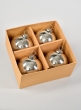 4in Antique Silver Glass Ornament Ball In Window Box, Set of 4