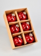 3in Antique Red Ball Ornament In Window Box, Set of 6