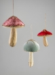 Red Pink & Green Hanging Mushrooms, Set of 3