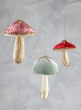 Red Pink & Green Hanging Mushrooms, Set of 3