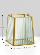 5 ½in H  Striped Glass Gold Trapezoid Hurricane
