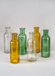 Green Glass Bottle Bud Vases, Set of 6