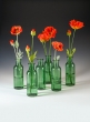 Green Glass Bottle Bud Vases, Set of 6