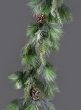 Snowy Mixed Evergreens Garland With Pine Cones