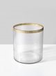 5½ x 5in Gold Rim Ribbed Glass Candle Hurricane