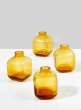 Small Square Amber Glass Bud Vase, Set of 4