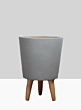 14 ½in Vaso Grey Ceramic Pot With Wood Legs