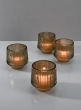 Ola Small Pleated Glass Candleholder, Set of 4
