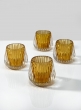 Amber Onion Optic Glass Candleholder, Set of 4